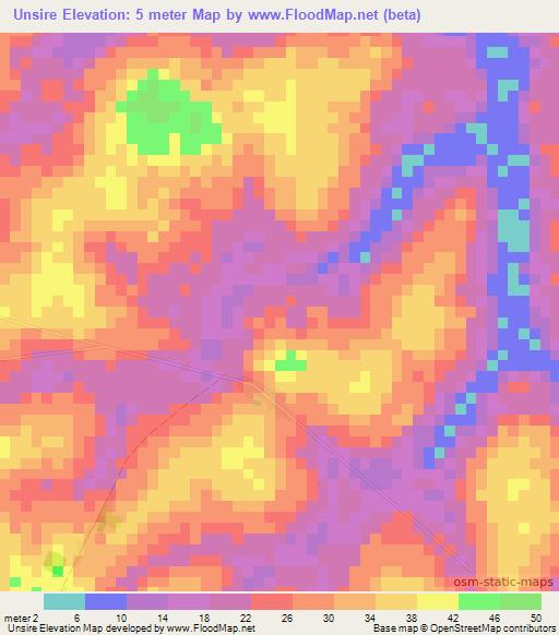 Unsire,Guinea-Bissau Elevation Map