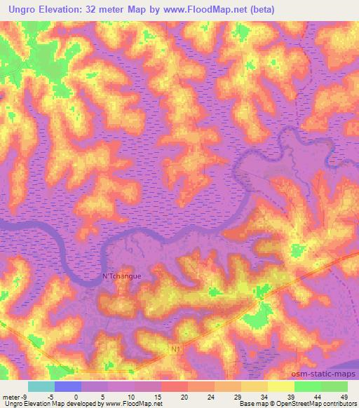 Ungro,Guinea-Bissau Elevation Map