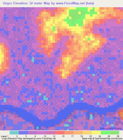 Ungro,Guinea-Bissau Elevation Map