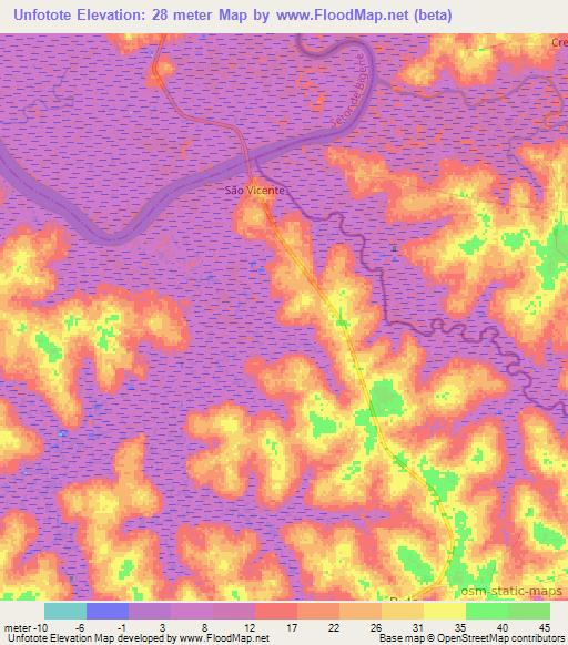 Unfotote,Guinea-Bissau Elevation Map