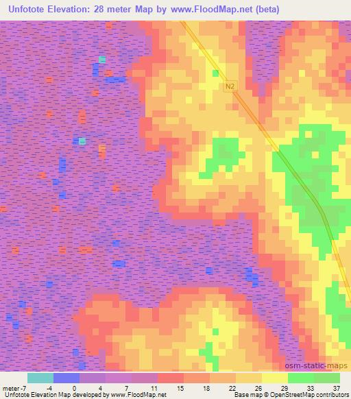 Unfotote,Guinea-Bissau Elevation Map