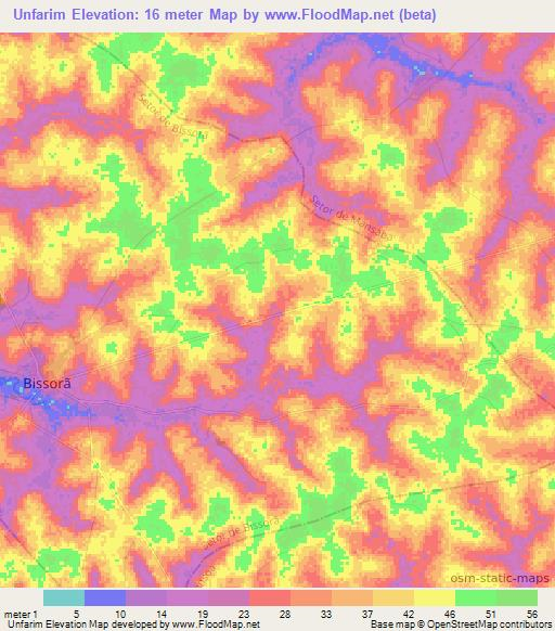 Unfarim,Guinea-Bissau Elevation Map