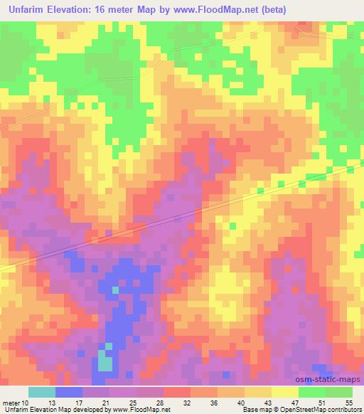 Unfarim,Guinea-Bissau Elevation Map