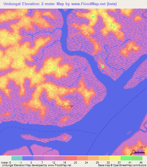 Undungal,Guinea-Bissau Elevation Map