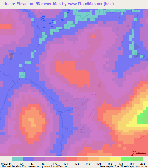 Uncire,Guinea-Bissau Elevation Map