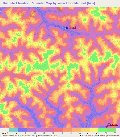 Unchute,Guinea-Bissau Elevation Map