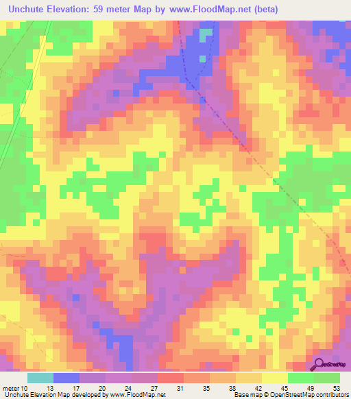 Unchute,Guinea-Bissau Elevation Map