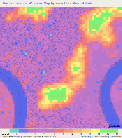 Unche,Guinea-Bissau Elevation Map