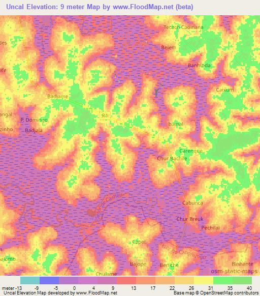 Uncal,Guinea-Bissau Elevation Map