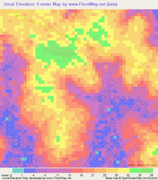 Uncal,Guinea-Bissau Elevation Map