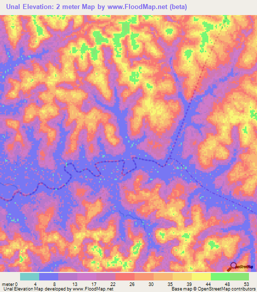 Unal,Guinea-Bissau Elevation Map