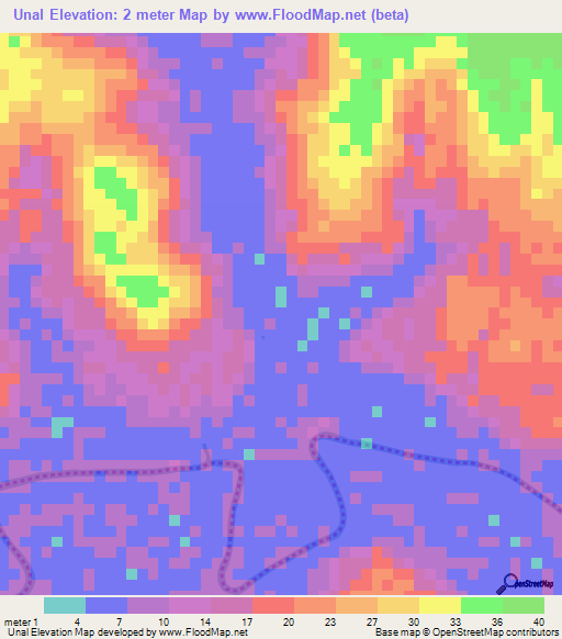 Unal,Guinea-Bissau Elevation Map