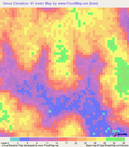 Umua,Guinea-Bissau Elevation Map