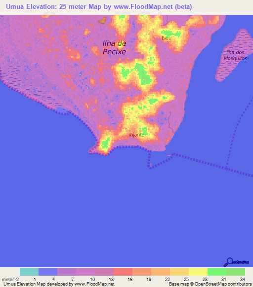 Umua,Guinea-Bissau Elevation Map