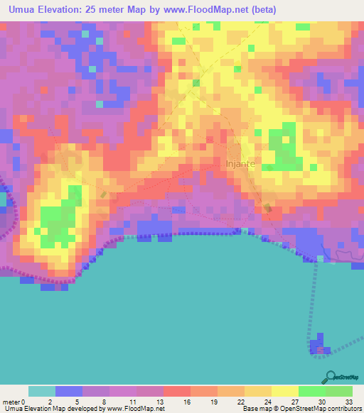 Umua,Guinea-Bissau Elevation Map