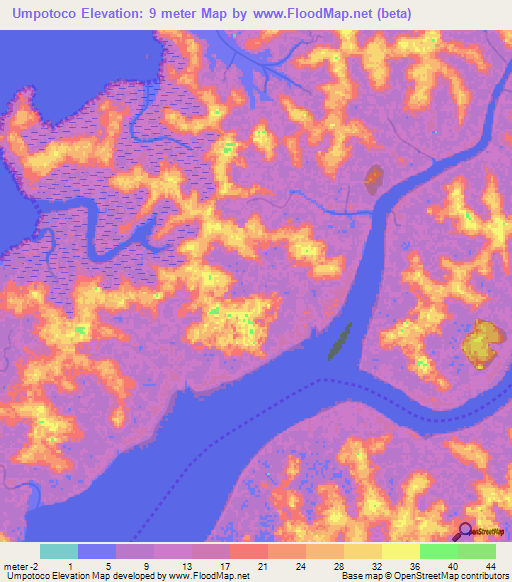 Umpotoco,Guinea-Bissau Elevation Map