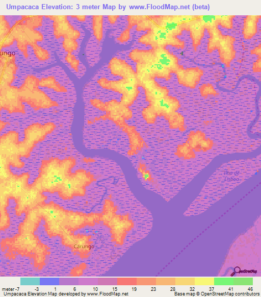 Umpacaca,Guinea-Bissau Elevation Map