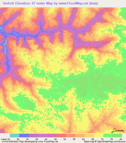 Umholi,Guinea-Bissau Elevation Map