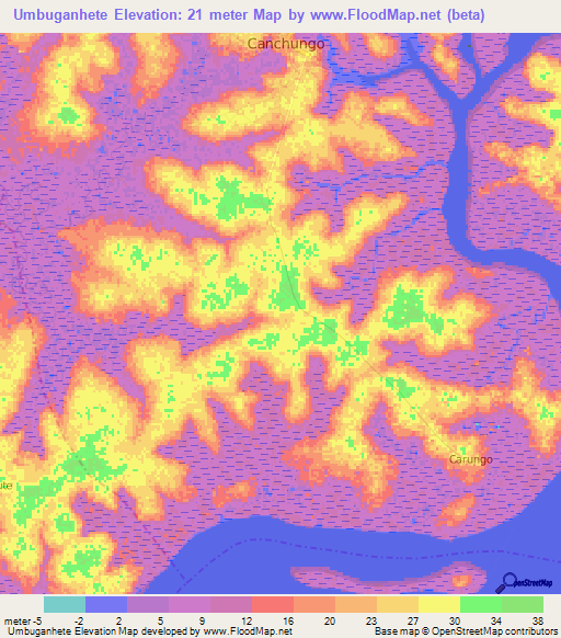 Umbuganhete,Guinea-Bissau Elevation Map