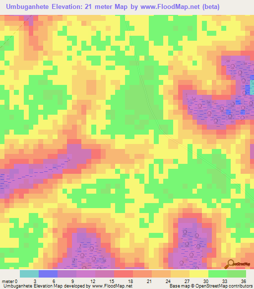 Umbuganhete,Guinea-Bissau Elevation Map