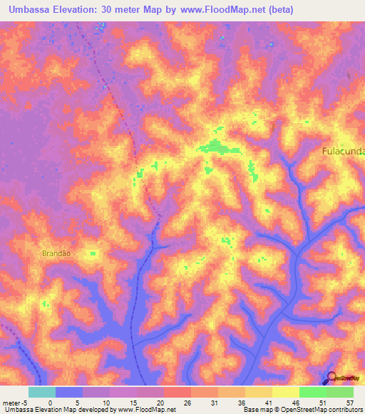 Umbassa,Guinea-Bissau Elevation Map