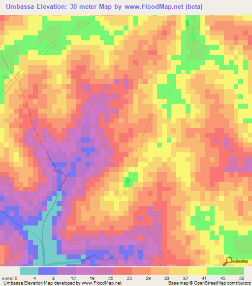 Umbassa,Guinea-Bissau Elevation Map