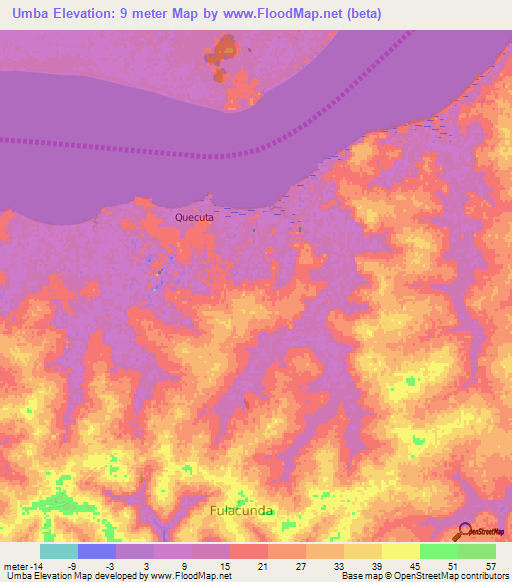 Umba,Guinea-Bissau Elevation Map