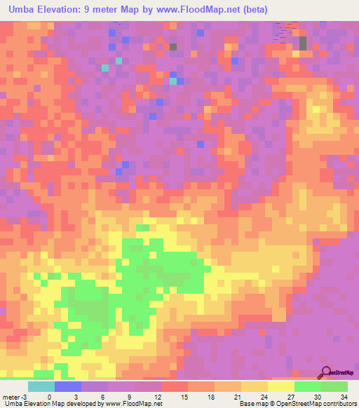 Umba,Guinea-Bissau Elevation Map