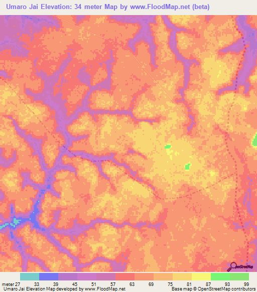 Umaro Jai,Guinea-Bissau Elevation Map