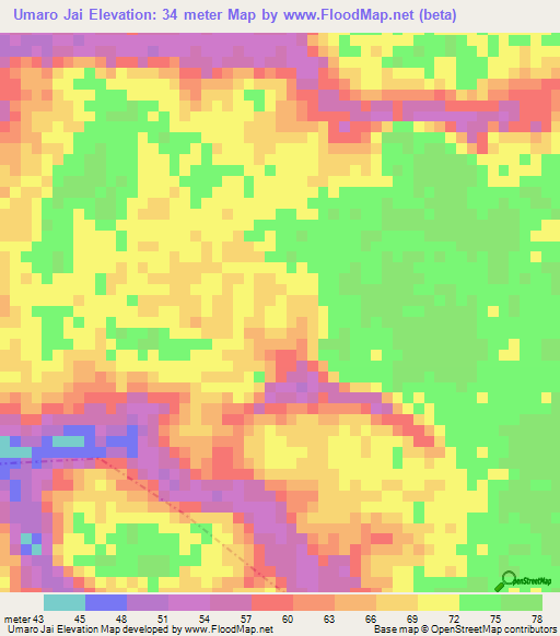 Umaro Jai,Guinea-Bissau Elevation Map