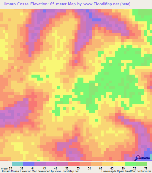 Umaro Cosse,Guinea-Bissau Elevation Map