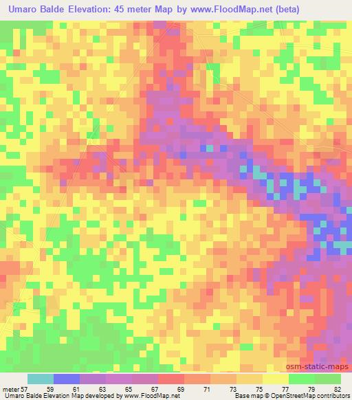 Umaro Balde,Guinea-Bissau Elevation Map