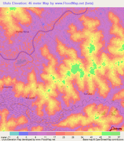 Ululo,Guinea-Bissau Elevation Map