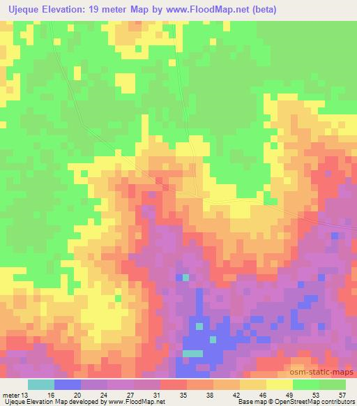 Ujeque,Guinea-Bissau Elevation Map