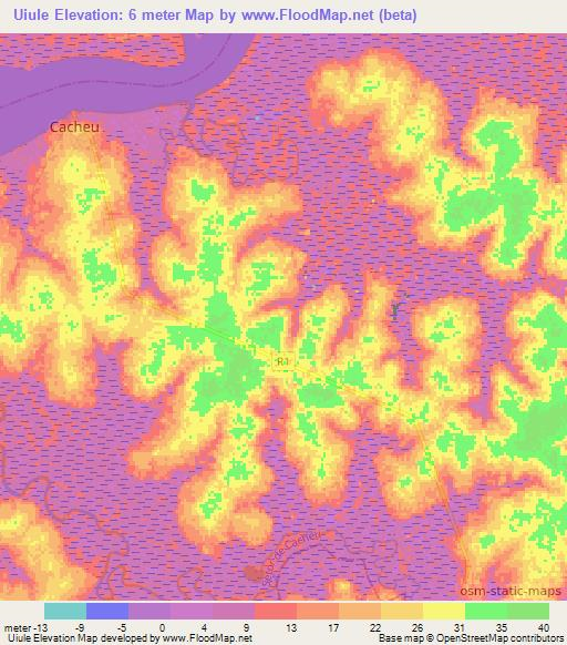 Uiule,Guinea-Bissau Elevation Map