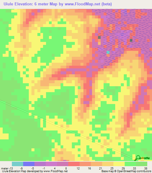 Uiule,Guinea-Bissau Elevation Map