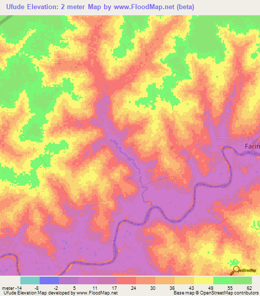 Ufude,Guinea-Bissau Elevation Map