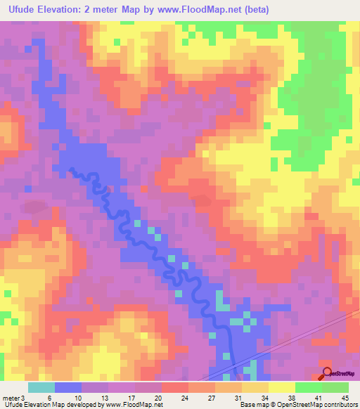 Ufude,Guinea-Bissau Elevation Map