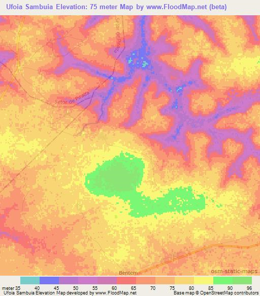 Ufoia Sambuia,Guinea-Bissau Elevation Map