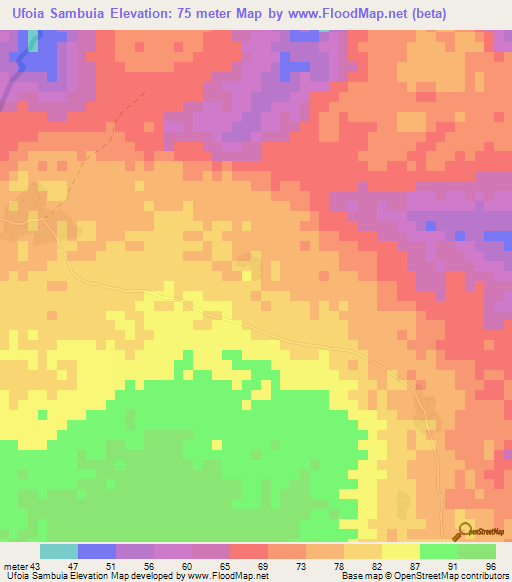 Ufoia Sambuia,Guinea-Bissau Elevation Map