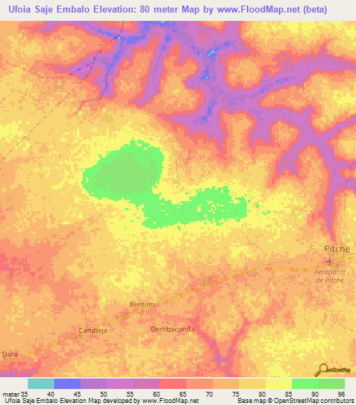 Ufoia Saje Embalo,Guinea-Bissau Elevation Map