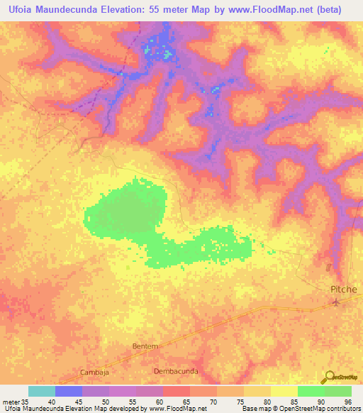 Ufoia Maundecunda,Guinea-Bissau Elevation Map