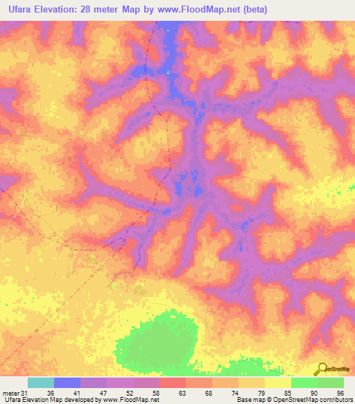 Ufara,Guinea-Bissau Elevation Map