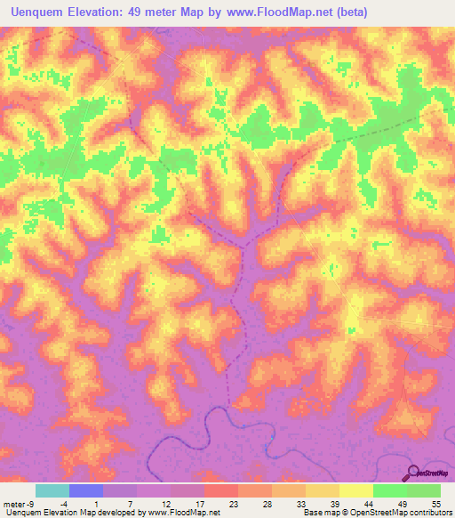 Uenquem,Guinea-Bissau Elevation Map