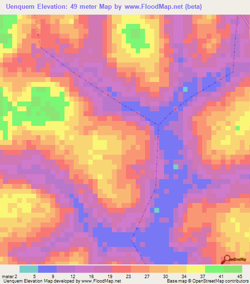 Uenquem,Guinea-Bissau Elevation Map