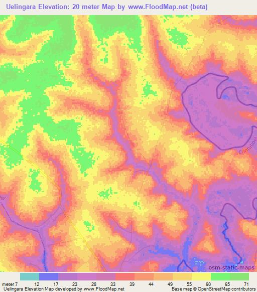 Uelingara,Guinea-Bissau Elevation Map