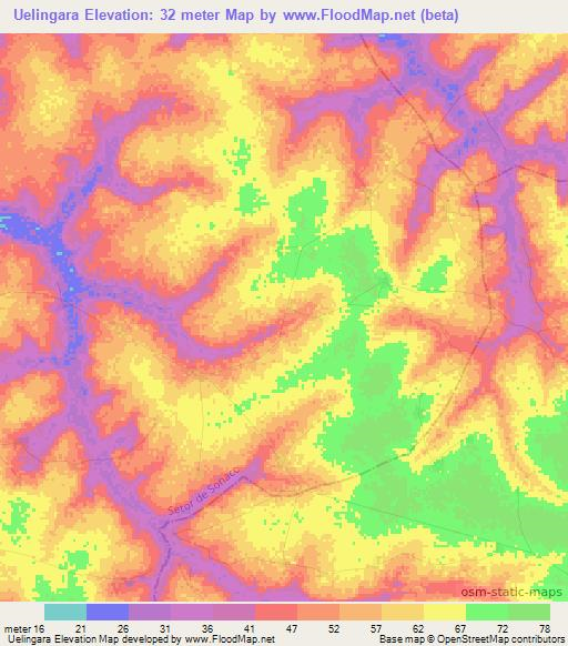 Uelingara,Guinea-Bissau Elevation Map