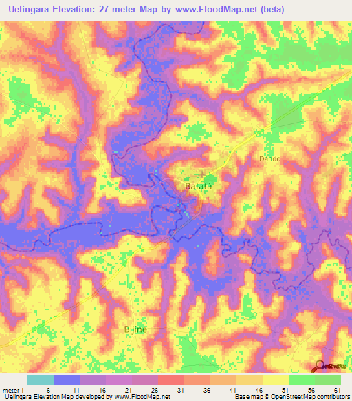 Uelingara,Guinea-Bissau Elevation Map