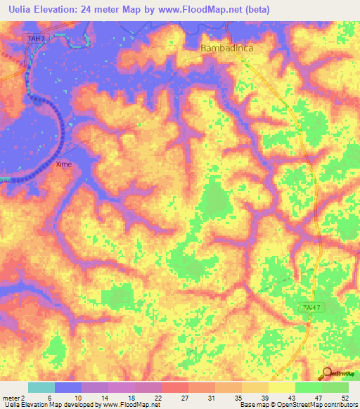 Uelia,Guinea-Bissau Elevation Map