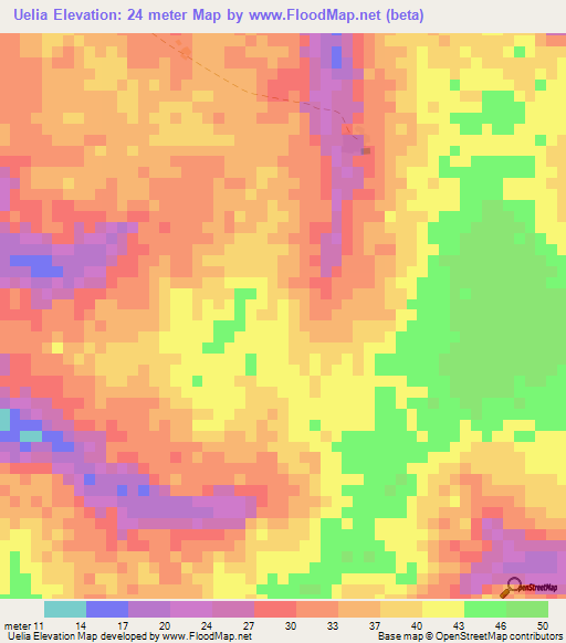 Uelia,Guinea-Bissau Elevation Map